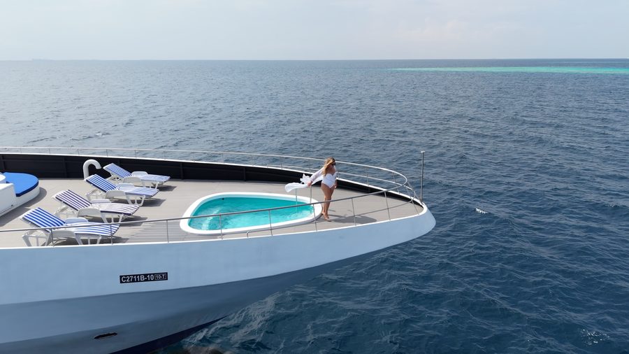 Ritrella deck aerial view pool sun loungers